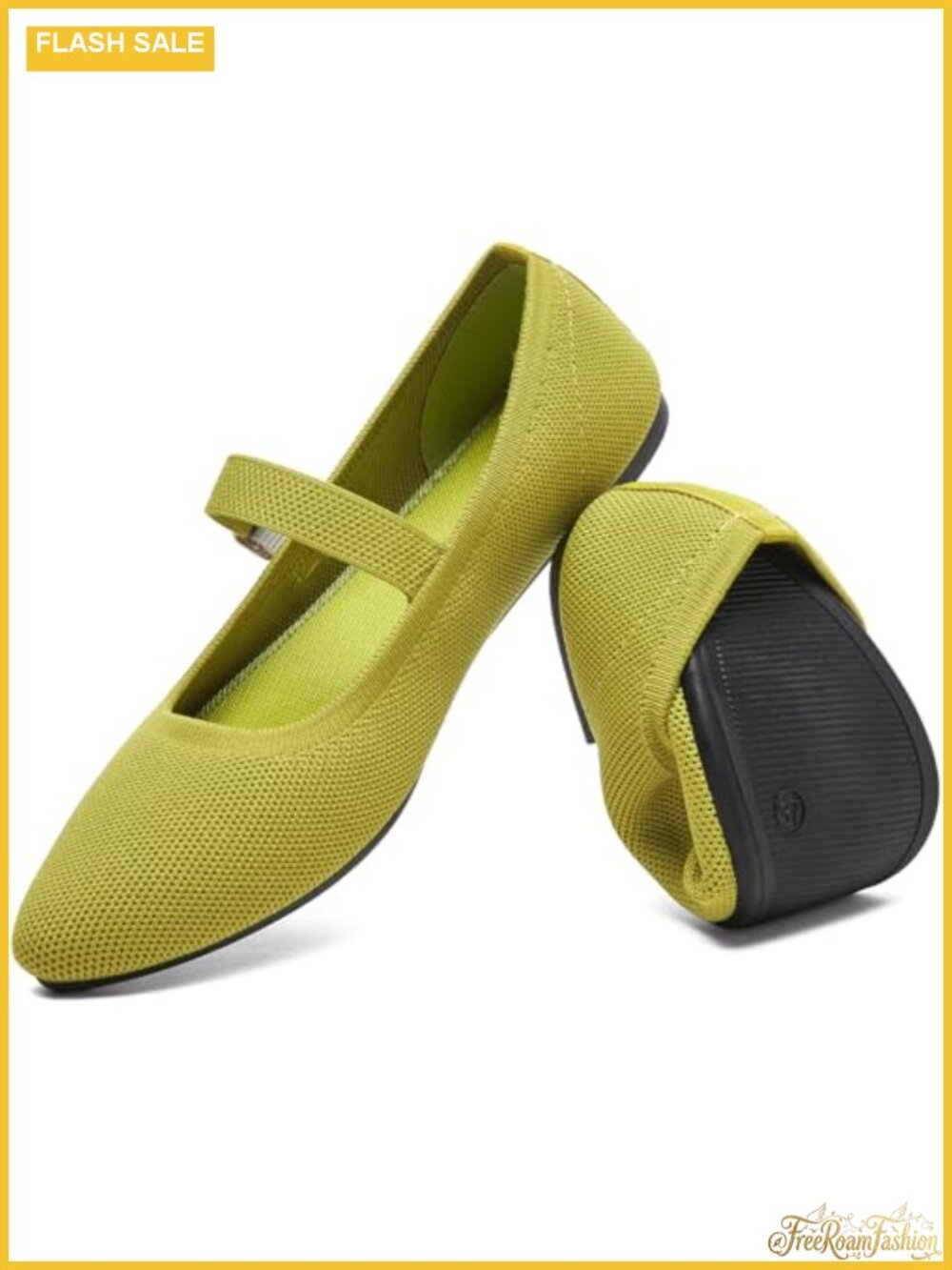 Women's Mary Jane Ballet Flats Pointed Toe Slip On Knit Mesh Shoes